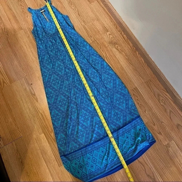 Apt 9 Womens Dress XS Sleeveless Maxi Blue Aztec Tribal Print Keyhole Neck - Picture 10 of 11